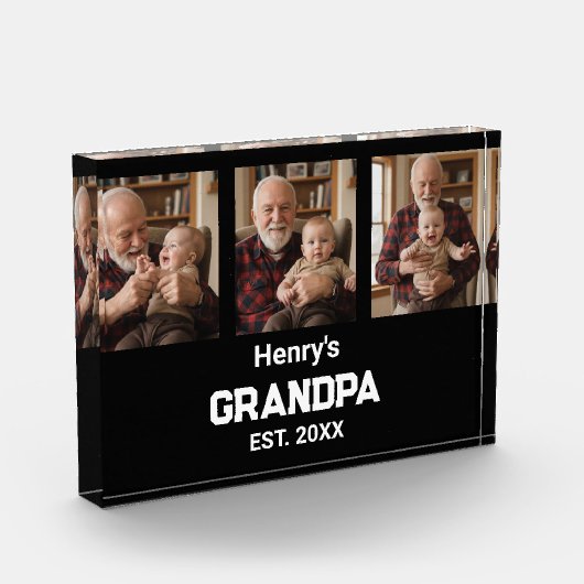 Modern Grandpa Est. Name Year Photo Acrylic Block Fotoblokken (Links)
