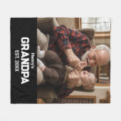 Modern Grandpa Est. Name Year Photo Black Fleece Deken (Voorkant (Horizontaal))