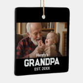 Modern Grandpa Est. Name Year Photo Black Keramisch Ornament (Rechts)