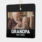 Modern Grandpa Est. Name Year Photo Black Keramisch Ornament (Links)