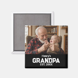 Modern Grandpa Est. Name Year Photo Black Magneet