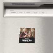Modern Grandpa Est. Name Year Photo Black Magneet (Insitu (Vaatwasser))