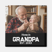 Modern Grandpa Est. Name Year Photo Black Magneet (Voorkant)