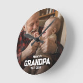 Modern Grandpa Est. Name Year Photo Black Ronde Klok (Hoek)
