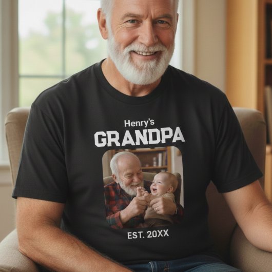 Modern Grandpa Established Est. Name Year Photo T-shirt