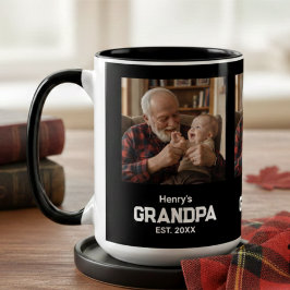 Modern Grandpa Established Est. Name Year Photo Tweekleurige Koffiemok