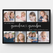 Modern Grandparents Photo Collage Heart Script Fotoplaat (voorkant)