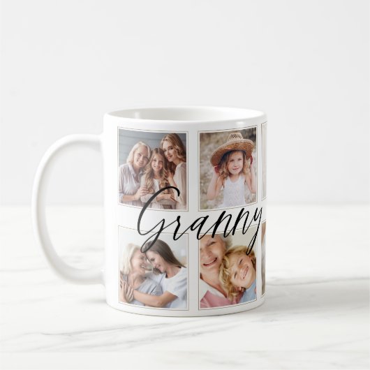 Modern Granny Script | Foto-collage voor kleinkind Koffiemok (Links)