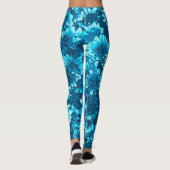 Modern Graphic Dahlia Flowers, Indigo Blue Leggings (Achterkant)