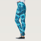 Modern Graphic Dahlia Flowers, Indigo Blue Leggings (Links)