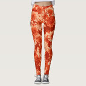 Modern Graphic Dahlia Flowers, Mandarijn Sinaasapp Leggings (Voorkant)