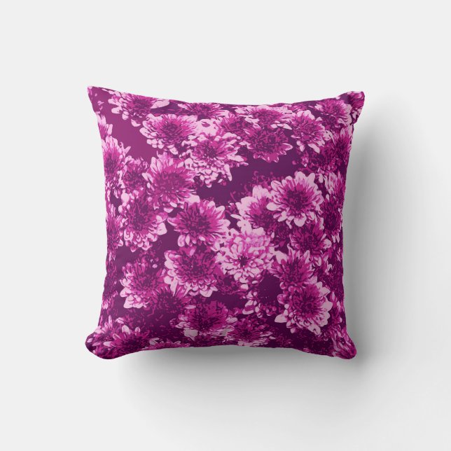 Modern Graphic Dahlia Pattern, Amethyst Paars Kussen (Voorkant)