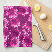 Modern Graphic Dahlia Pattern, Amethyst Paars Theedoek (Quarter Fold)
