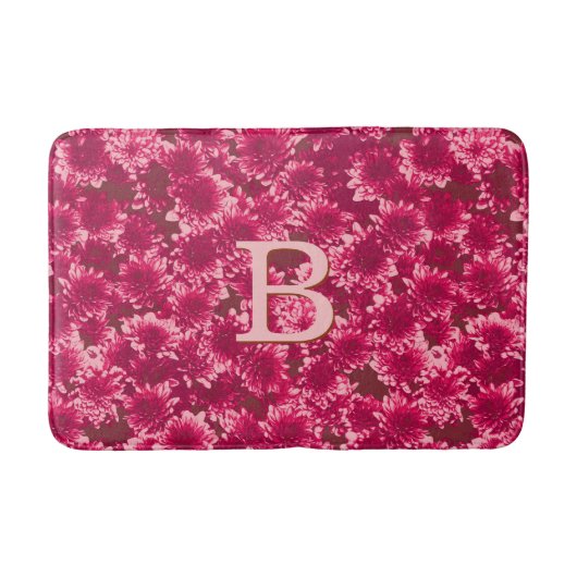 Modern Graphic Dahlia Pattern, Bourgogne en Roze Badmat (Voorkant)