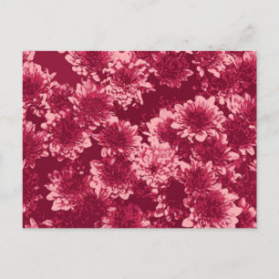 Modern Graphic Dahlia Pattern, Bourgogne en Roze Briefkaart