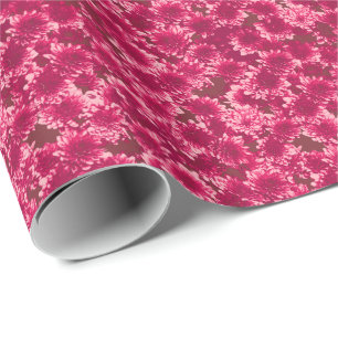 Modern Graphic Dahlia Pattern, Bourgogne en Roze Cadeaupapier
