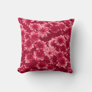 Modern Graphic Dahlia Pattern, Bourgogne en Roze Kussen