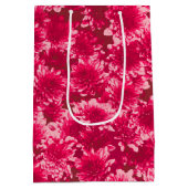 Modern Graphic Dahlia Pattern, Bourgogne en Roze Medium Cadeauzakje (Achterkant)