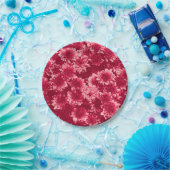 Modern Graphic Dahlia Pattern, Bourgogne en Roze Papieren Bordje (Feest)