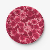 Modern Graphic Dahlia Pattern, Bourgogne en Roze Papieren Bordje (Voorkant)