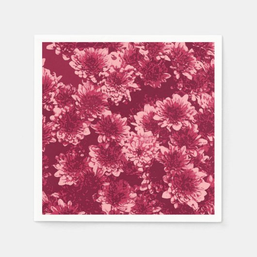 Modern Graphic Dahlia Pattern, Bourgogne en Roze Servetten (Voorkant)