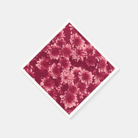 Modern Graphic Dahlia Pattern, Bourgogne en Roze Servetten (Hoek)