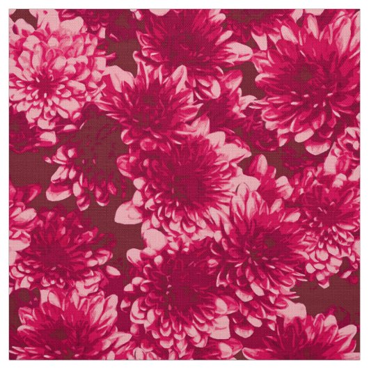 Modern Graphic Dahlia Pattern, Bourgogne en Roze Stof (Swatch)