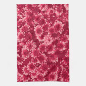 Modern Graphic Dahlia Pattern, Bourgogne en Roze Theedoek (Verticaal)