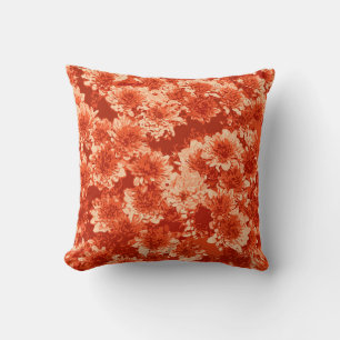 Modern Graphic Dahlia Pattern, Mandarijns Oranje Kussen