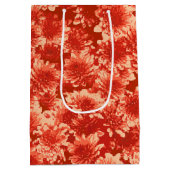 Modern Graphic Dahlia Pattern, Mandarijns Oranje Medium Cadeauzakje (Achterkant)