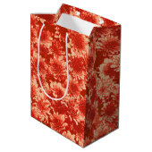 Modern Graphic Dahlia Pattern, Mandarijns Oranje Medium Cadeauzakje (Achterkant Gekanteld)