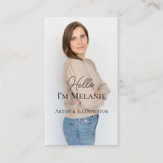 Modern Graphic Designer Professional Photo QR Code Visitekaartje (Voorkant)