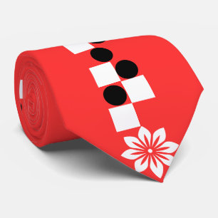Modern Graphic Edge: Crimson Bloom Silk Stropdas