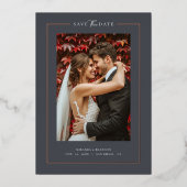 Modern Graphit Elegant Photo Wedding Save the Date Folie Uitnodiging (Voorkant)