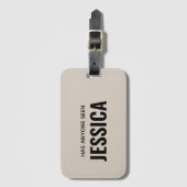 Modern Grappig Monogram Gepersonaliseerde Naam Bagagelabel (Voorkant (verticaal))