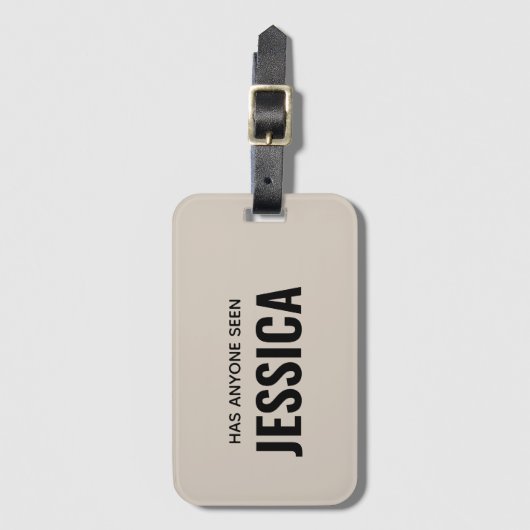 Modern Grappig Monogram Gepersonaliseerde Naam Bagagelabel (Voorkant (verticaal))