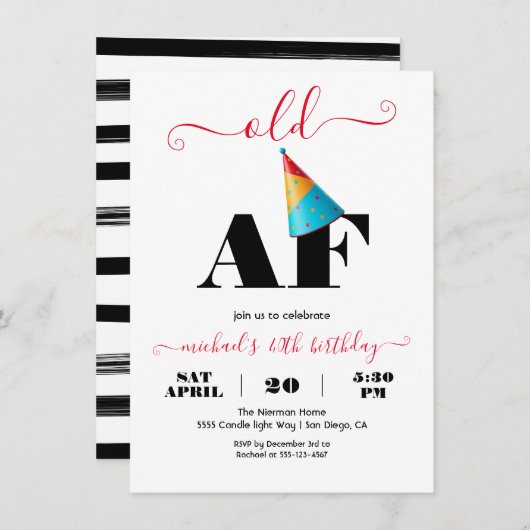 Modern Grappig Oud AF Verjaardagsfeestje Kaart (Voorkant / Achterkant)