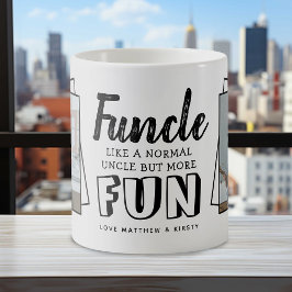 Modern Grappig Quote 'Funcle' 2 x Foto | oom Koffiemok