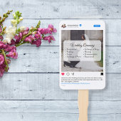 Modern grappig social media bruiloft programma handwaaier