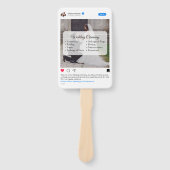 Modern grappig social media bruiloft programma handwaaier (Voorkant)