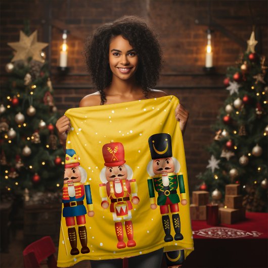 Modern Grappig Uniek Notenkraker Geel Kerst Sherpa Deken