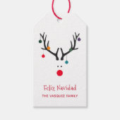 Modern grappige kerstrendiertje Feliz Navidad Cadeaulabel (Voorkant)