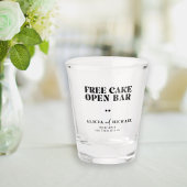 Modern grappige open bar bruiloft redt de datum shot glas