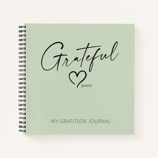 Modern Gratitude Journal Grateful Heart Ink Script Notitieboek (Voorkant)