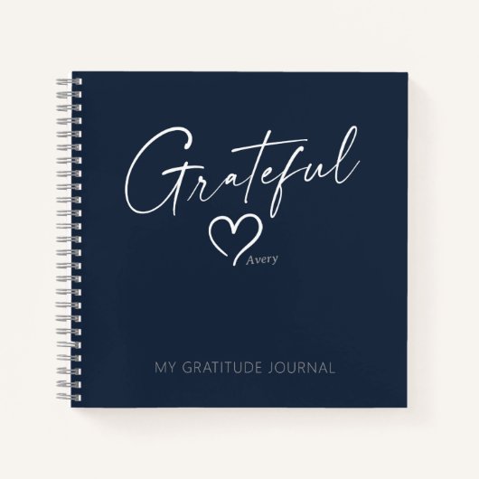 Modern Gratitude Journal Grateful Heart Ink Script Notitieboek (Voorkant)