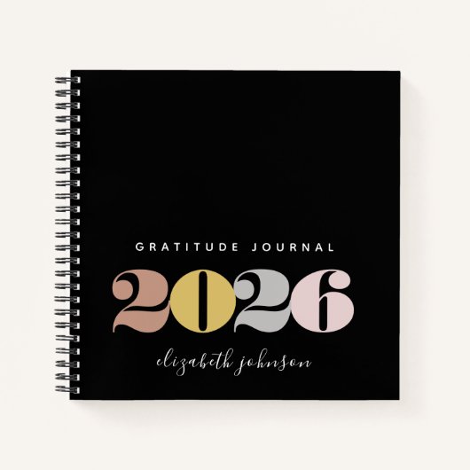 Modern Gratitude New Years Monogram Notitieboek (Voorkant)