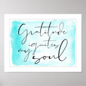 Modern Gratitude-Waterverf Blauwgroen Poster (Voorkant)