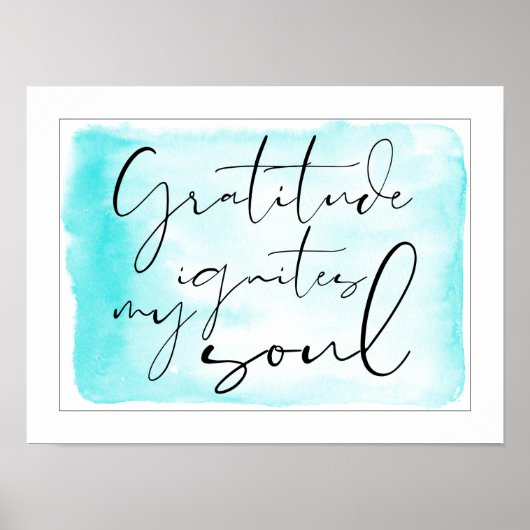 Modern Gratitude-Waterverf Blauwgroen Poster (Voorkant)
