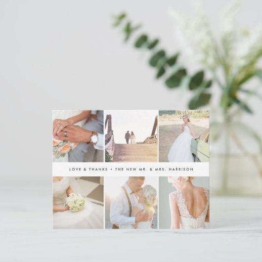 Modern Gratitude | Weddenfoto collage Hartelijk da Briefkaart (Staand voorkant)