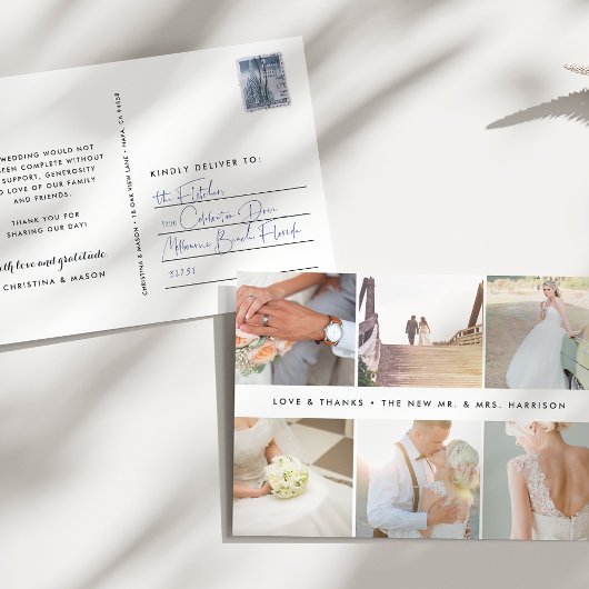 Modern Gratitude | Weddenfoto collage Hartelijk da Briefkaart